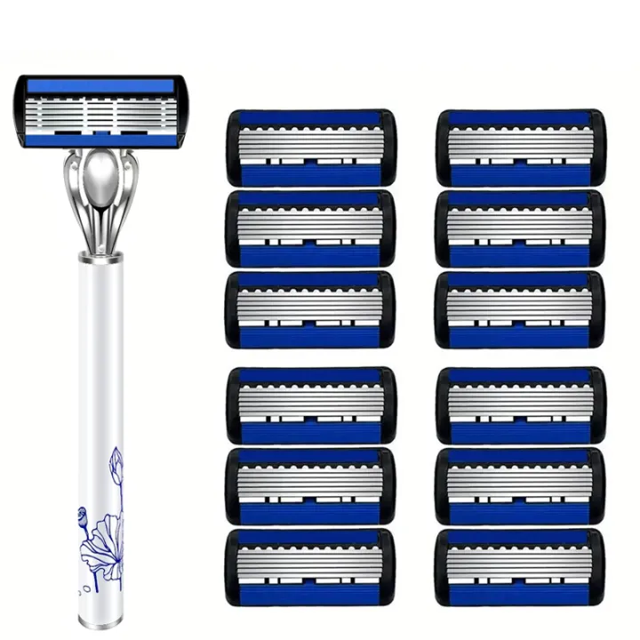 6 Guard Razor 6-Layer Safety Razor with Metal Handle for Beard and Mustache ...