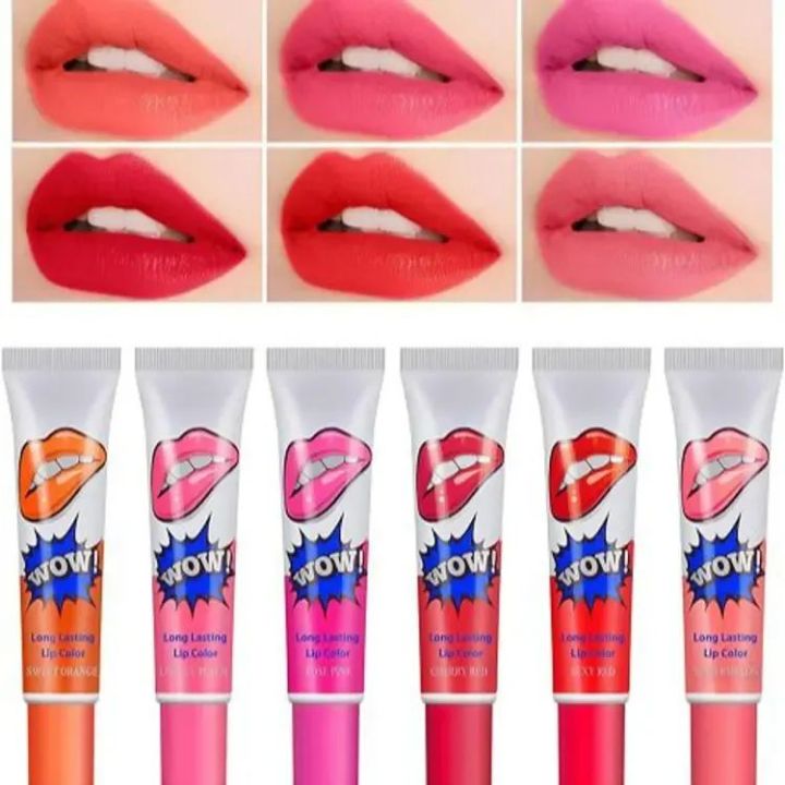 Pack Of 6 Peel Off Lip Gloss Lip Tint Lipstick Wow Waterproof