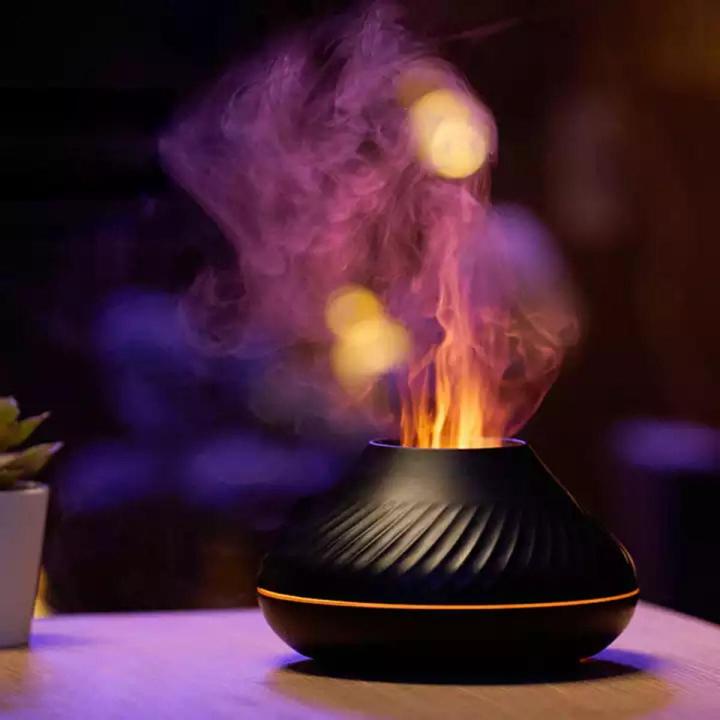 Oval Flame Aroma Diffuser & Humidifier – 7-Color LED Light, Multicolor Fire Effect, Essential Oil Diffuser for Home & Office