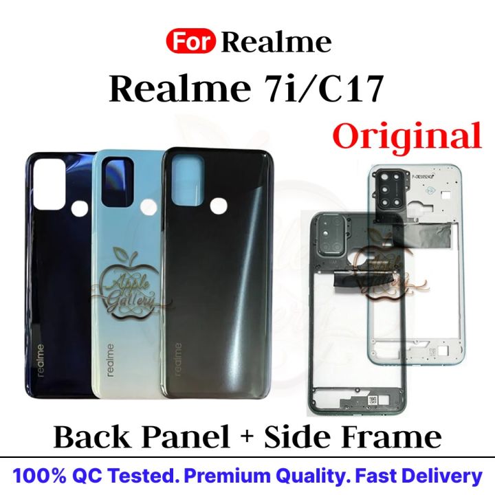 Realme 7i/C17 RMX2103 Middle Side Bezel Housing Frame + Back Panel + Camera Glass + Side Button Without Front LCD Frame Panel