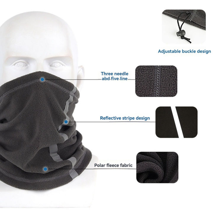 GTUBIKE%20Reflective%20Neck%20Warmer%20Multi%20Scarf%20Autumn%20Winter%20Neckerchief%20Skiing%20Neck%20Cover%20Adjustable%20Warm%20Mask%20Polar%20Fleece%20Cycling%20-%20Image%203