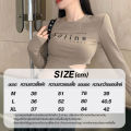The destination of the new autumn women's o-neck long-sleeved Korean-style sexy crop top. 