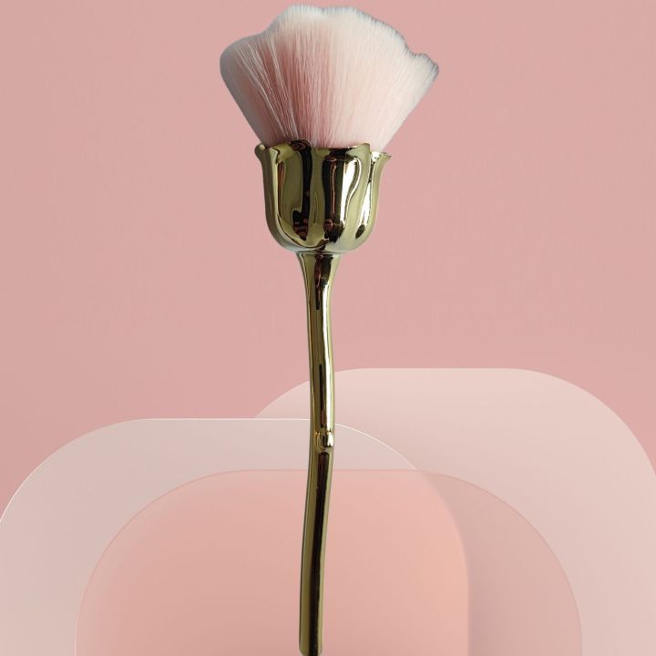 Rose-shaped Manicure With Nail Brush Art Brush Nail Accessories Tool Popular Round Makeup Polishing Dust Removal Brush