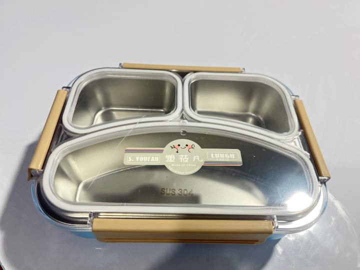 3 compartment lunch box stainless steel