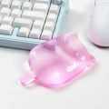 Pink Cat Mouse Wrist Support Pad Computer Mouse Hand Wrist Rests Cartoon Pain Relief Non-Slip Base Home Office Silicon Pad.