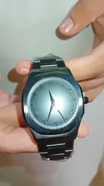 Stainless steel  Arabic Black Watch Arabic Dial Aura Watch