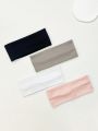 4Pcs/Set Fashion Knitted Hair Bands Women Solid Color Wide Elastic Headband Sport Yoga Hairband Soft Wash Face Makeup Headwrap. 