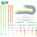 53 PCS Crochet Marker Kit with Large Eye Plastic Needles, Stitch Marker Ring, U Shape Needles, Bow Shape Needles for Beginner. 