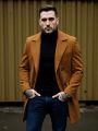 Winter Elegance Woolen Coat Male Warm & Stylish Men's Solid Coat: Double-Breasted Design Thickened Lining - Woolenen Jacket For.