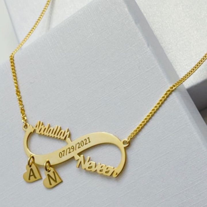 Infinity Name Locket With Two Hanging Heart,  Hanging Punched Alphabet, Name Locket, Customize Name Locket, Customize Locket, Name Locket, Name Necklace, Customize Name Necklace, Infinity Name Necklace
