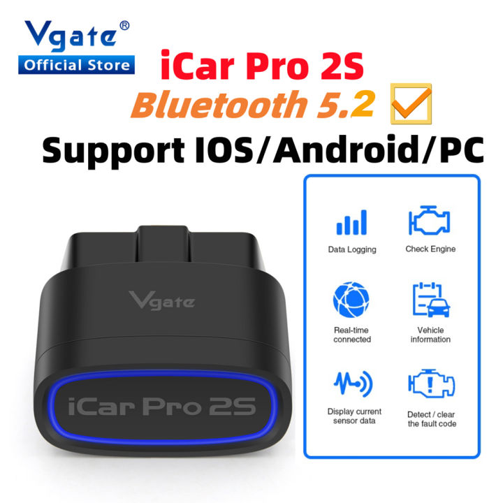 New Vgate iCar Pro 2S ELM327 Bluetooth 5.2 for Android/IOS/PC OBD2 Car Diagnostic Tool elm 327 Upgraded OBD 2 V2.3 Auto Scanner
