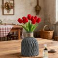 Pineapple Pattern Twine Imitation Ceramic Plastic Vase Simple Water Wave Pattern Flower Arrangement Vase Home Desktop Decor.