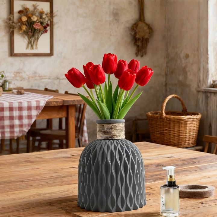 Pineapple%20Pattern%20Twine%20Imitation%20Ceramic%20Plastic%20Vase%20Simple%20Water%20Wave%20Pattern%20Flower%20Arrangement%20Vase%20Home%20Desktop%20Decor%20-%20Image%203