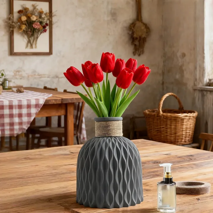 Pineapple%20Pattern%20Twine%20Imitation%20Ceramic%20Plastic%20Vase%20Simple%20Water%20Wave%20Pattern%20Flower%20Arrangement%20Vase%20Home%20Desktop%20Decor%20-%20Image%203