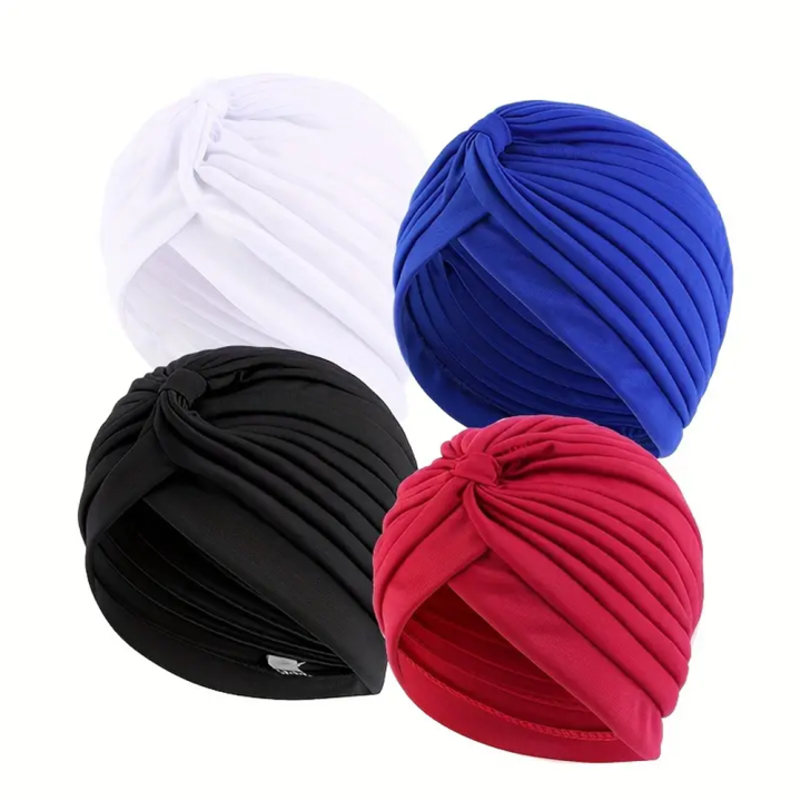 4pcs/set%20Solid%20Color%20Turban%20Cap%20Elastic%20Bonnet%20Head%20Scarf%20Women%20Chemo%20Hats%20Casual%20Pleated%20Head%20Wrap%20-%20Image%202