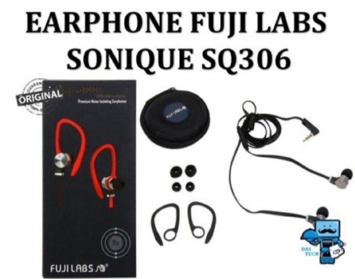 Fuji Labs Stereo Handsfree Sonique SQ306 in ear with microphone Earphones music sound imported premium noise isolating gaming headphone with accessories genuine product