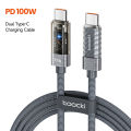 Toocki PD 100W Auto Power off USB Cable 5A Fast Charging Transparent Type C To Type C Cable For iPhone 15 16   S23. 