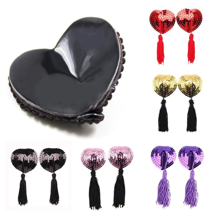 1%20Pair%20%20Heart%20Shape%20Bra%20Nipple%20Cover%20Pasties%20Stickers%20Women%20Lingerie%20Sequin%20Tassel%20Breast%20Bra%20Nipple%20Cover%20Self%20Adhesive%20-%20Image%203