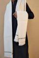 Off White Shawl For Men - Baghdadi Iraqi Style 4 Border Chadder Kashmiri Dhussa Wool Shawl. 