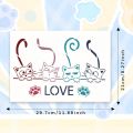 Cat LOVE Drawing Stencil | Reusable | DIY Hollow Airbrush Template | Cute Paw Print Design | Craft Graffiti Painting Tool. 