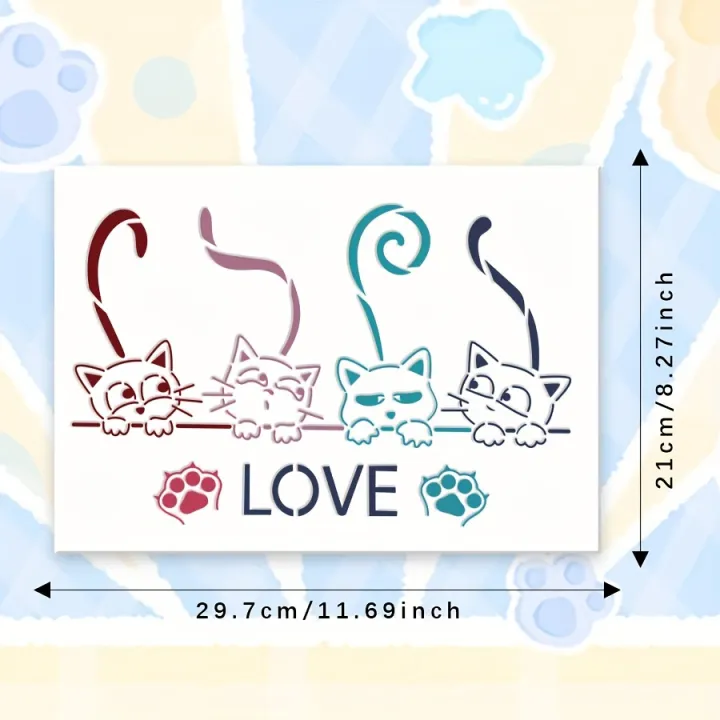 Cat%20LOVE%20Drawing%20Stencil%20%7C%20Reusable%20%7C%20DIY%20Hollow%20Airbrush%20Template%20%7C%20Cute%20Paw%20Print%20Design%20%7C%20Craft%20Graffiti%20Painting%20Tool%20-%20Image%202