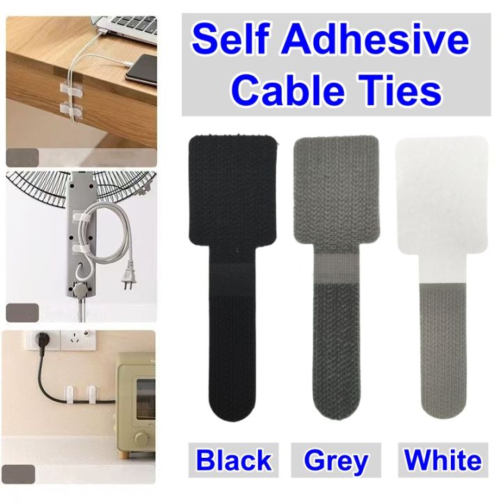 10/20/30pcs Reusable Hook and Loop Cable Ties Cord Rope Holder Self Adhesive Adjustable Cord Organizer Home Office Essentials