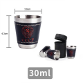4pcs Outdoor Travel Cups Set Camping Tableware Stainless Steel Cup with PU Leather Portable Coffee Wine Beer Whisky Cup.