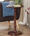 Welltrade Shoppee Round Coffee End Tables for Living Room, Accent Furniture Pedestal Table, Nightstand Decor Side Tables Bedroom, Home Office -Walnut. 