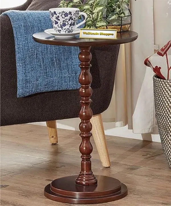 Welltrade%20Shoppee%20Round%20Coffee%20End%20Tables%20for%20Living%20Room,%20Accent%20Furniture%20Pedestal%20Table,%20Nightstand%20Decor%20Side%20Tables%20Bedroom,%20Home%20Office%20-Walnut%20-%20Image%203
