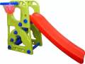 Happy Slide With Basketball , Plastic Indoor Slide For Kids Play And Fun. 