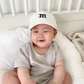 Letter M Embroidered Baby Baseball Cap Solid Color Infant Snapback Hat for Girls Boys Spring Casual Toddler Sun TVisor Hat. 