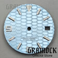 GRAMOCK 29mm Watch Parts Land Type Watch Dial Number Mark With Watch Hands Green Luminous Fit NH35 NH36 Movement 3 o'clock Date. 