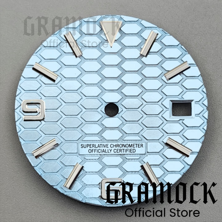 GRAMOCK%2029mm%20Watch%20Parts%20Land%20Type%20Watch%20Dial%20Number%20Mark%20With%20Watch%20Hands%20Green%20Luminous%20Fit%20NH35%20NH36%20Movement%203%20o'clock%20Date%20-%20Image%204