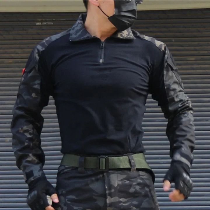 Men's%20Long%20Sleeve%20Combat%20Shirt%201/4%20Zipper%20Ripstop%20Cotton%20Workwear%20Tops%20%20Shirts%20Camo%20Airsoft%20T%20Shirts%20Paintball%20T%20Shirts%20-%20Image%206