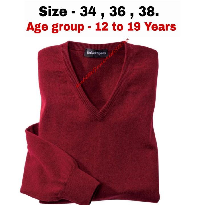 Plain Maroon Woolen School Sweater for Boys and Girls.