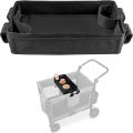 Double Sided Stroller Tray for Snacks & Activities Featuring Faux Leather Side for Eating, Polyester Side for Activities. 