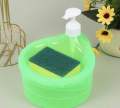 Kitchen Soap Dispenser and Scrubber Holder Multifunctional Dishwashing Container 1000ml Manual Sink Dish Washing.