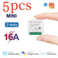 16A Mini Wifi Switch DIY 2-way Control Breaker Timing Relay Smart Home Works With Tuya Smart Life App Alexa Alice  Home. 