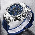 FOXBOX 5ATM Waterproof LCD Dual Display Quartz Wristwatch Multifunctional Electronic Watch for Men Sports Silicone Watches Man. 
