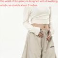Casual Chic Sweatpant Retro Matching Oversize Women's Wide Leg Pant Low Waist Drawstring Lady Cargo Pants Y2K Hip Hop Streetwear.