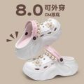 Fashion Diy Pearls Chain Clogs Sandals Women Flowers Crystal Chunky Platform Sandals Woman Outdoor Beach Thick Sole Garden Shoes.