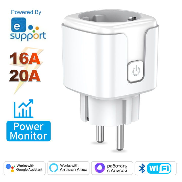 Ewelink Smart WiFi EU Plug With Power Monitoring Timing Function 16A/20A Socket Outlet Voice Works with Alexa  Home Alice