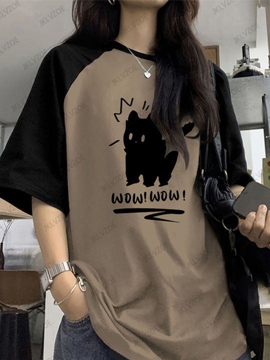 Funny%20Cat%20Printed%20Summer%20T-Shirt%20For%20Women%20Patchwork%20Short%20Sleeve%20Harajuku%20Tees%20Sports%20Football%20Jersey%20Y2K%20Loose%20Oversized%20Tops%20-%20Image%202