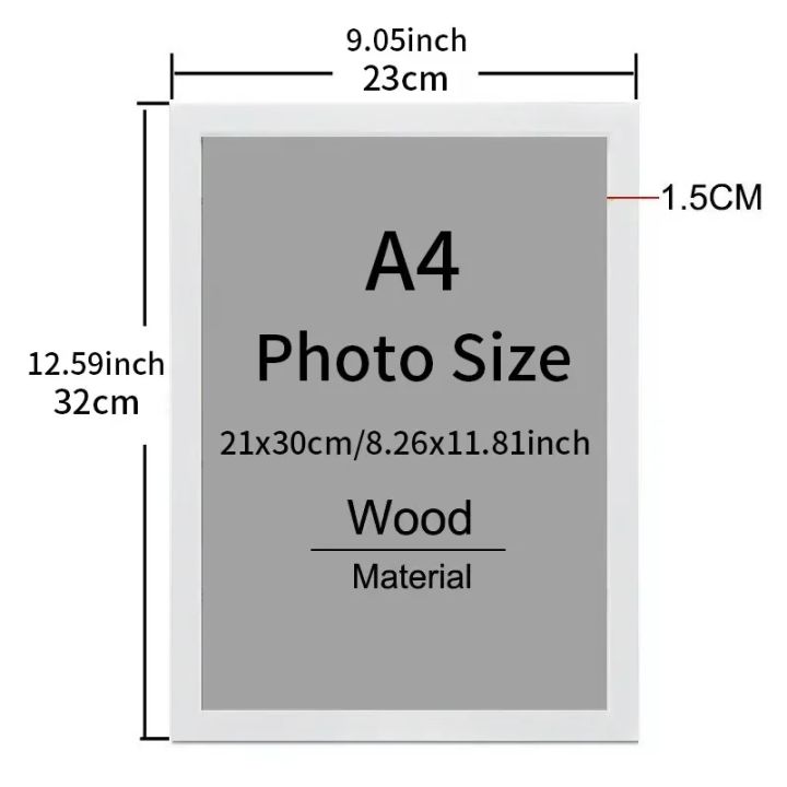 9”x11” frame Black White Wooden showcase Photo Frame 21x30cm A4 Poster ...
