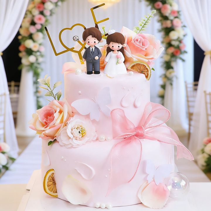 Elegant Wedding Cake Topper Groom And Bride Couple Dolls PVC Marry ...