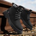 2025 New Men's Big Yellow Boots Durable Anti - Skid Sole High - Top Chunky Sole Winter Fleece Lined British Work Boots Motorcycl. 