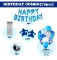Birthday Decoration Kit, 70 Pcs Combo, Birthday Decoration Kit ,  Banner, Foil Balloons  Curtain, Blue&White Balloons For Decoration. 