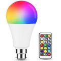 B22 LED RGB Colour Changing Light Bulbs with Remote Control, 9W. 