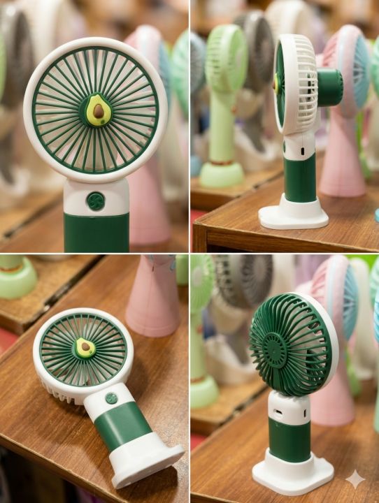 Mini Avocado Rechargeable Handheld Fan with Portable Base Stand