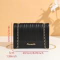 Trendy simple solid color embossed crossbody small square bag high-end vertical striped crossbody shoulder women's bag. 